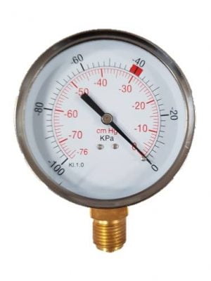 Vacuümmeter, droog RVS 100 mm 1/2″ BSP aansluiting