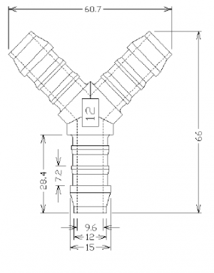 Y-stuk kunststof 9.6 x 15 mm